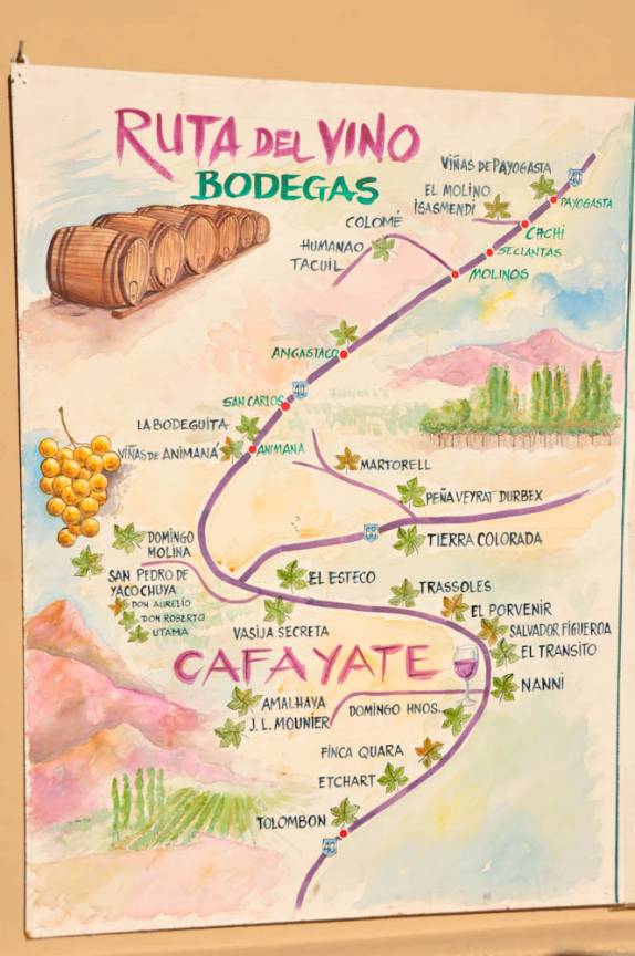 Placa da Rota do Vinho na região de Cafayate - Argentina